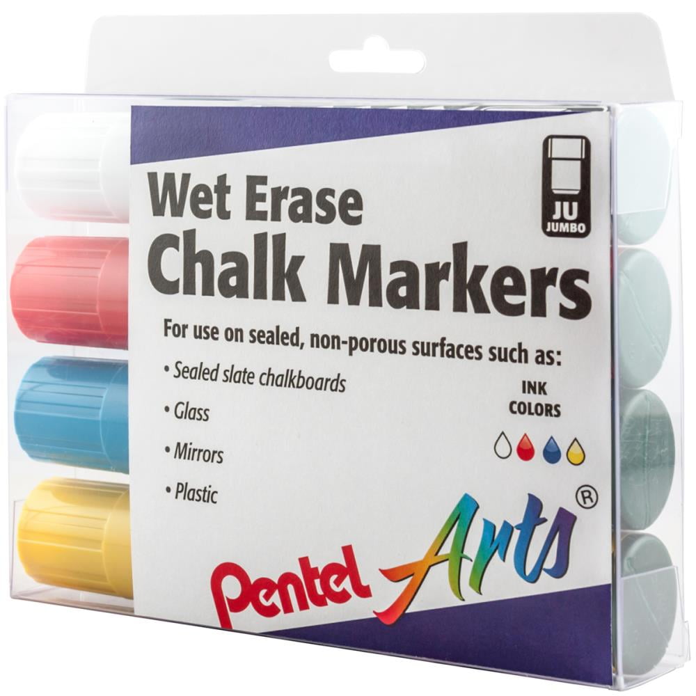 Jumbo Tip Wet Erase Markers, 4/PkgWhite, Yellow, Blue & Red