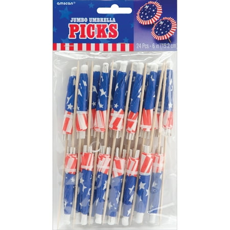 Patriotic Jumbo Umbrella Picks (24 Count)