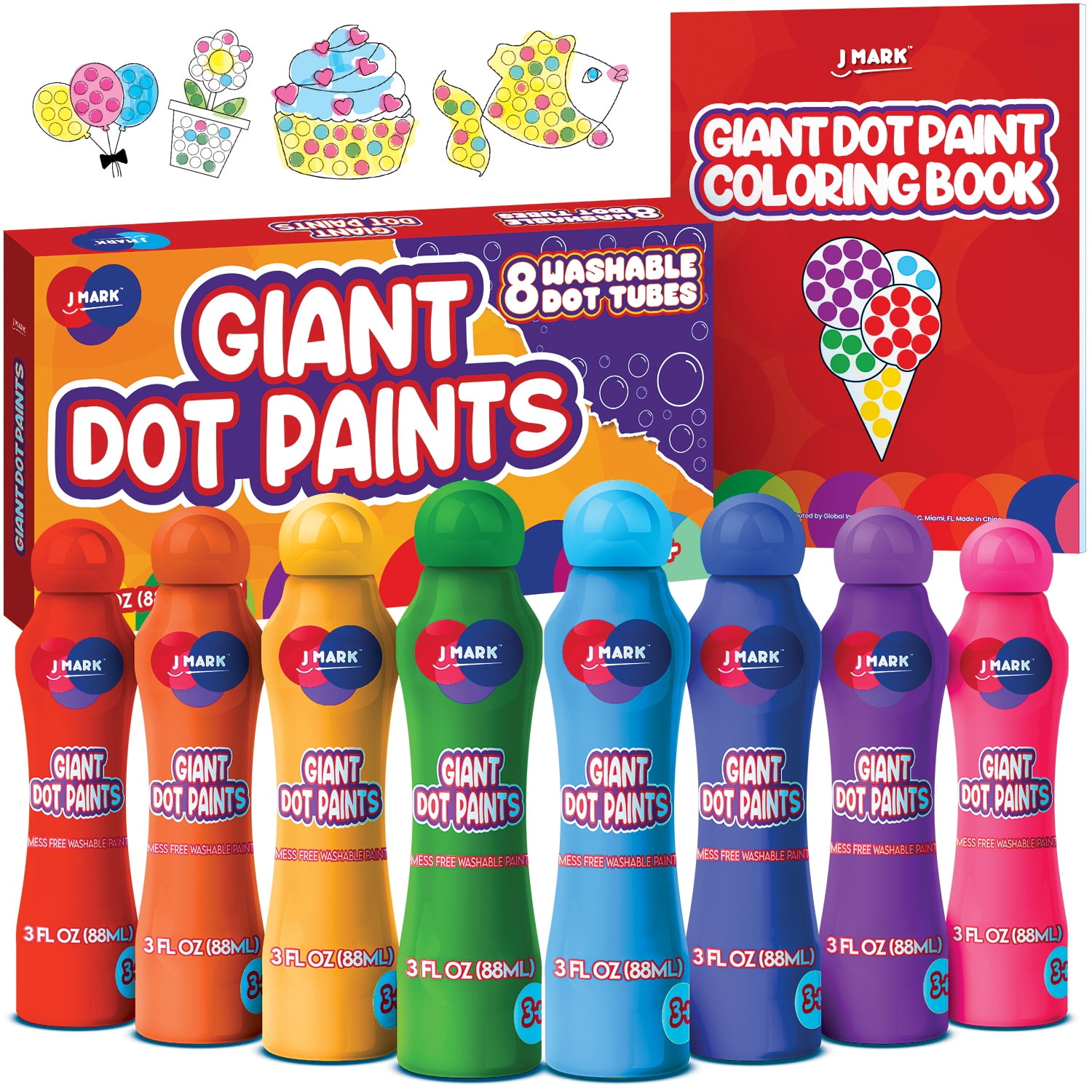 Jumbo Washable Dot Markers for Toddlers, (8 Pack Dabbers) Easy Grip