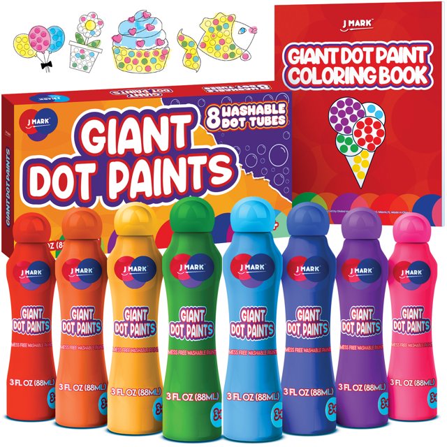 Jumbo Washable Dot Markers for Toddlers, (8 Pack Dabbers) Easy Grip