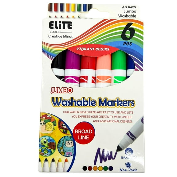 Jumbo Washable Markers: 6CT