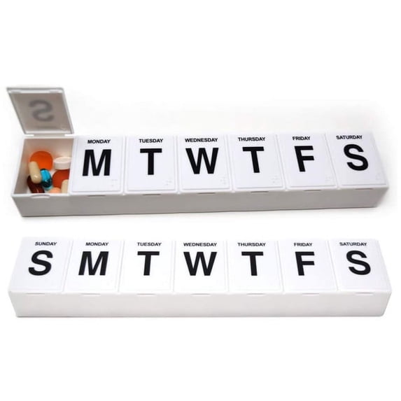 Pill Thing Jumbo Weekly 11" Pill Organizer, Holds 7 Days of Medication, 2 Pack