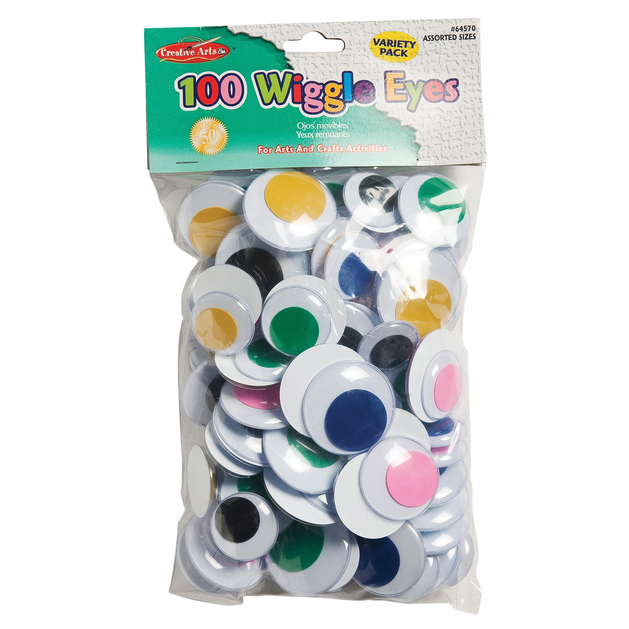 Pack of 200 Assorted Size Multicolour Arts & Craft Googly Eyes