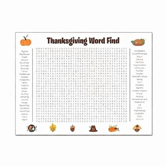 Jumbos Thanksgiving Word Search Posters Fun Holiday Party Game for Classroom