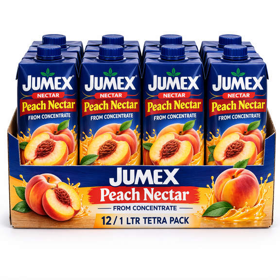 Jumex Peach Nectar Drink 12 Pack 1 Liter Tetra Pack Fruit Nectar Beverage