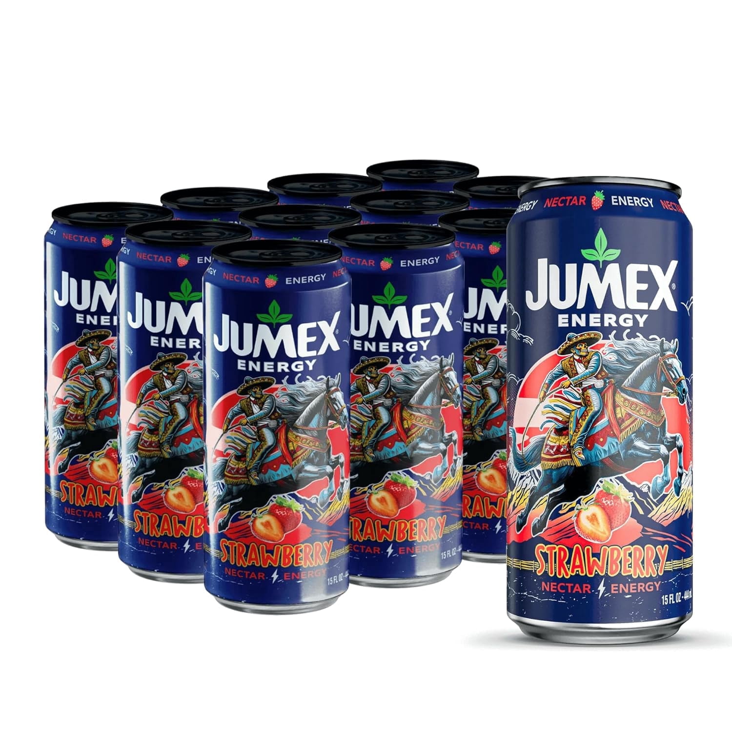 Jumex Strawberry Nectar Energy Drink, 150 mg of Caffeine, Real Fruit Juice, 15 fl oz (Pack of 12)