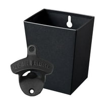 Jumiok Black Bottle Opener Wall Mounted Beer Opener and Cap Catcher Post Mount Stainless for Beer Lover Gift