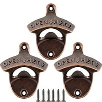 Jumiok Rustproof Beer Opener Wall Mounted Bottle Opener Antqiue Copper for Home Decrotion (3 PCS)