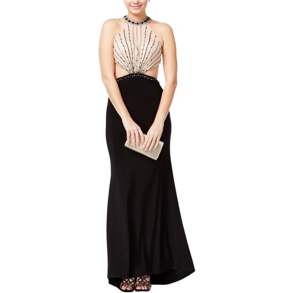 Jump Apparel Womens Beaded A-line Dress blacknude 11/12 - Juniors