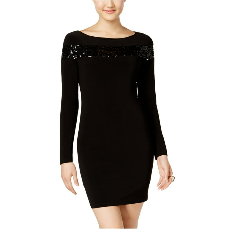 Jump Apparel Womens Sequin Trim Bodycon Dress Black 3 Walmart