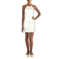 thumbnail image 1 of Jump Apparel Womens Straight Neck Short Mini Dress Ivory L, 1 of 2