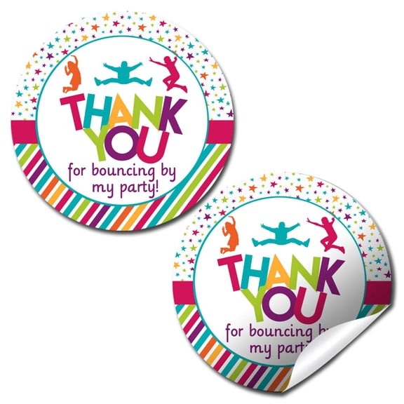 Jump & Bounce Birthday Party Stickers 40 Pack  2" Round Circle Labels  Party Favors, Goodie Bag Labels, Envelope Seals, Cupcake Toppers & Thank You Stickers by Amanda Creation