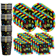 Jump! Bounce House Birthday Party Supplies Set Plates Napkins Cups Tableware Kit for 16