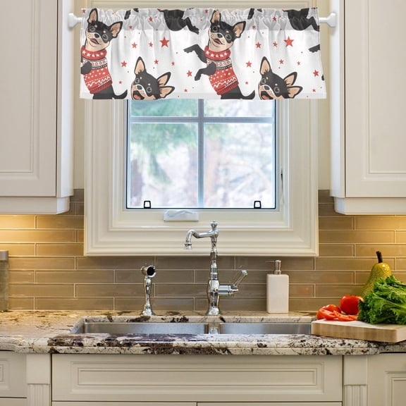 Jump Dogs Curtain Valances Farmhouse Design Window Treatment Decor Blackout Rod Pocket for Windows Living Room Kitchen 54" x 18"