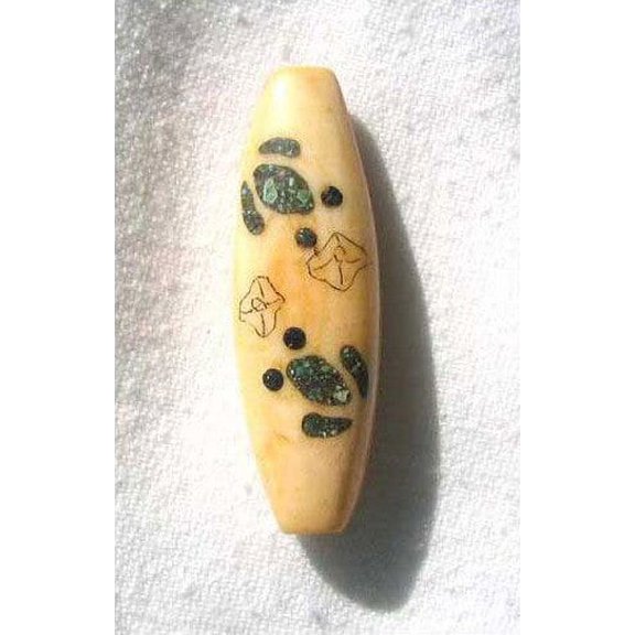 Jump Frog Turquoise Inlaid Domestic Oxen Bone Bead 008627