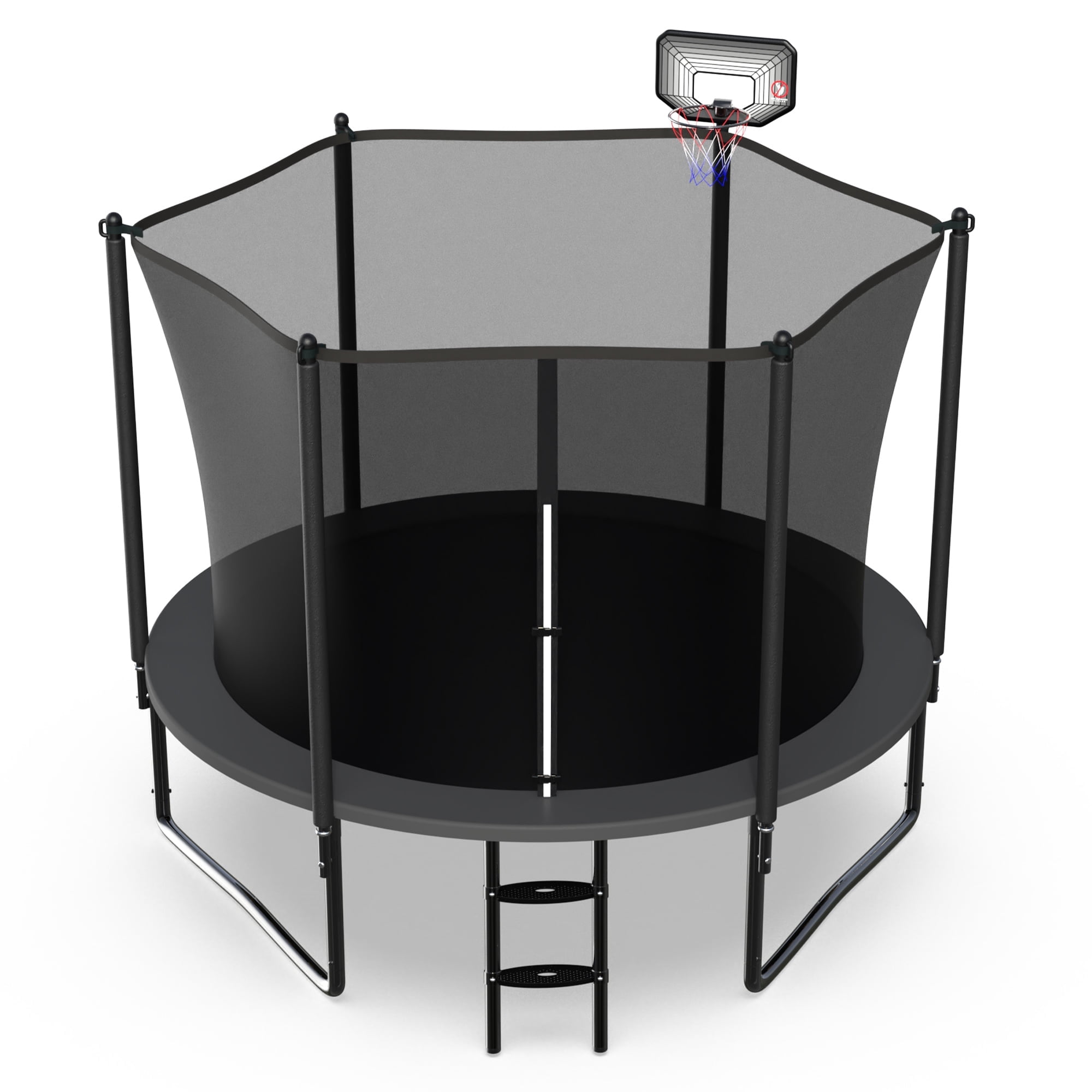 Jump Into Fun 10FT Trampoline for 3-4 Kids, 1000LBS Capacity Trampolines with Enclosure, Basketball Hoop, Heavy Duty Outdoor Galvanized Anti-Rust Coating Recreational Trampoline