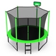 thumbnail image 1 of Jump Into Fun 10FT Trampoline for 3-4 Kids, 1000LBS Capacity Trampolines with Enclosure, Basketball Hoop, Wind Stakes, Heavy Duty Outdoor Galvanized Anti-Rust Coating Recreational Trampoline, 1 of 7
