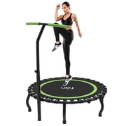 Jump Into Fun 40" Rebounder Trampoline for Adults, 330LBS Foldable Fitness Trampoline with Bungees, Adjustable Handlebar, Noise-free Exercise Rebounder for Indoor Workout