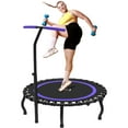 thumbnail image 1 of Jump Into Fun 50'' Foldable Mini Trampoline with Durable Bungees and Adjustable Foam Handle, Fitness Rebounder Trampoline for Adults, 330LBS Indoor/Outdoor Workout Trampoline, 1 of 8