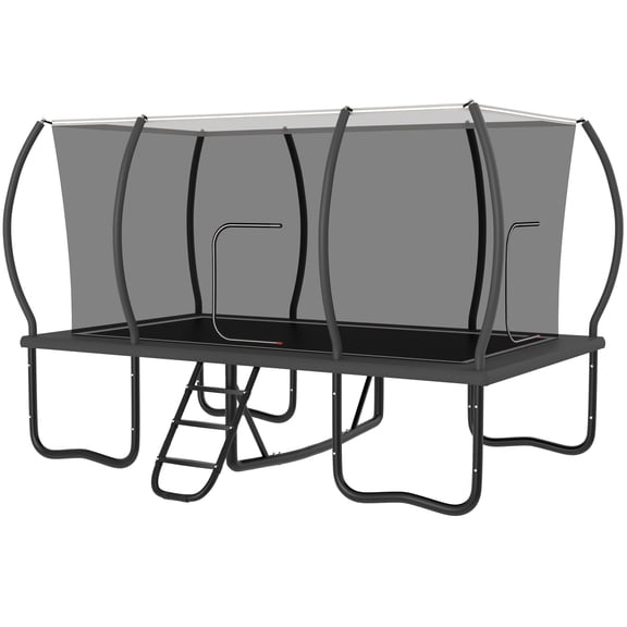 Jump Into Fun Rectangle Trampoline 8x14FT, 2000LBS Weight Capacity Heavy Duty Outdoor Large Gymnastics Trampolines for Kids and Adults with Enclosure Net