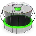 thumbnail image 1 of Jump Into Fun Trampoline, 12FT 10FT 14FT 16FT 1200LBS Trampoline for Adults and Kids, Trampoline with Enclosure, Basketball Hoop and Basketball, LED Light and More Gifts, Outdoor Pumpkin Trampoline, 1 of 8