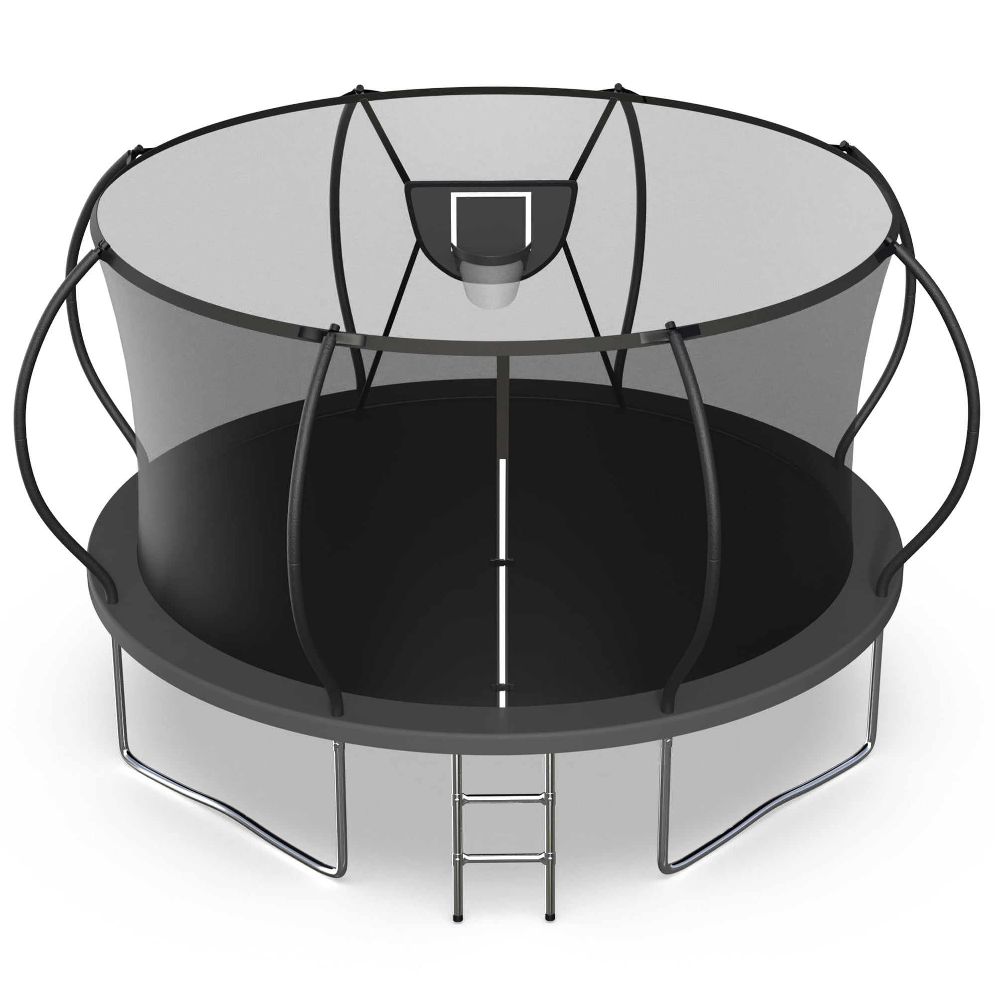 Jump Into Fun Trampoline, 12FT 10FT 14FT 16FT 1200LBS Trampoline for Adults and Kids, Trampoline with Enclosure, Basketball Hoop and Basketball, Outdoor Heavy Duty Pumpkin Trampoline