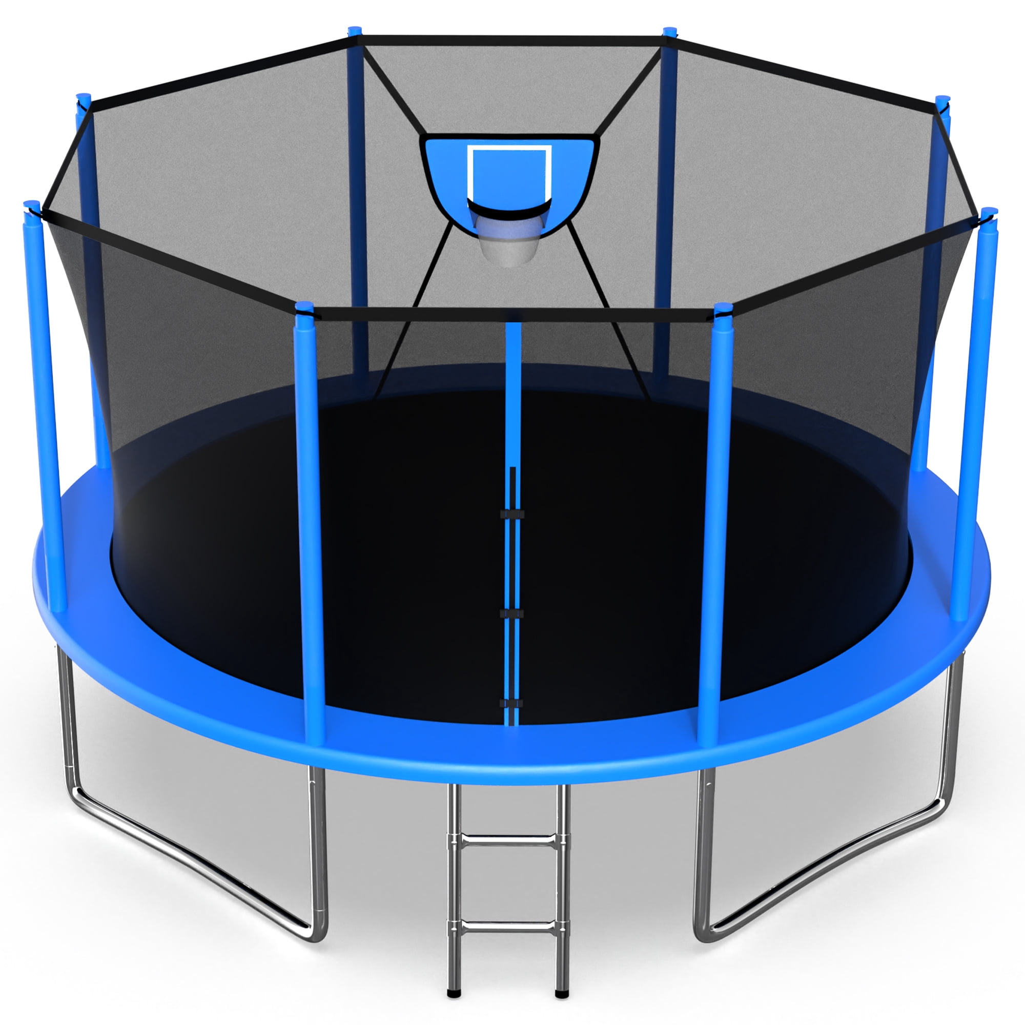 Jump Into Fun Trampoline 12FT 8 10 14 15 16FT Outdoor Trampoline for Kids and Adults with Enclosure and Basketball Hoop, 1200LBS Weight Capacity for 4-5 Adults and Kids, Easy Assembly