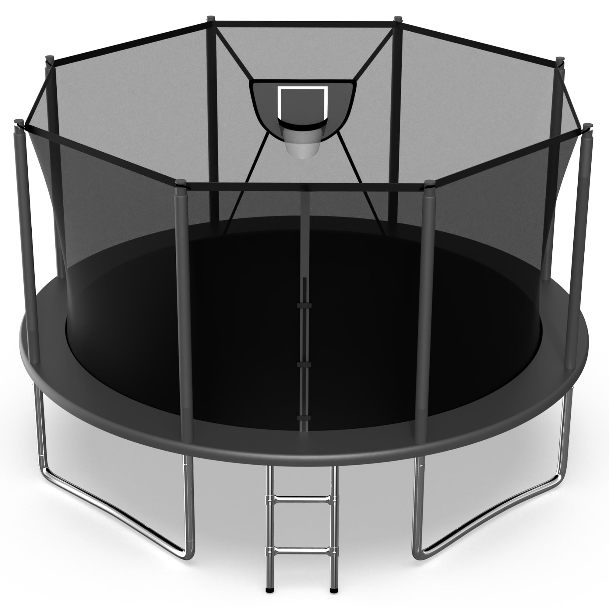 Jump Into Fun Trampoline 12FT 8 10 14 15 16FT Outdoor Trampoline for Kids and Adults with Enclosure and Basketball Hoop, 1200LBS Weight Capacity for 4-5 Adults and Kids, Easy Assembly