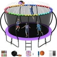 thumbnail image 1 of Jump Into Fun 14FT Trampoline 1400LBS for 8 Kids and Adults, Galvanized Anti-Rust Coating Pumpkin Outdoor Trampolines with Enclosure and Basketball Hoop, Lights, Sprinkler, Gift Family Use, 1 of 7