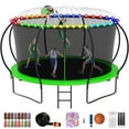 thumbnail image 1 of Jump Into Fun 14FT Trampoline 1400LBS for 8 Kids and Adults, Galvanized Anti-Rust Coating Pumpkin Outdoor Trampolines with Enclosure Net and Basketball Hoop, Lights, Sprinkler, Gift Family Use, 1 of 7