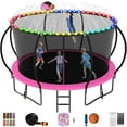 thumbnail image 1 of Jump Into Fun 14FT Trampoline 1400LBS for 8 Kids and Adults, Galvanized Anti-Rust Coating Pumpkin Outdoor Trampolines with Enclosure and Basketball Hoop, Lights, Sprinkler, Gift Family Use, 1 of 7