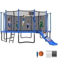 thumbnail image 1 of Jump Into Fun Trampoline 16FT, 1500LBS Trampoline for 4-5 Adults/ 10 Kids, Trampoline with Slide, Enclosure Net, Basketball Hoop, Outdoor  No Gap Design Recreational Trampoline, 1 of 7
