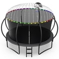 thumbnail image 1 of Jump Into Fun 12FT Trampoline 1200LBS for 6 Kids and Adults, Galvanized Anti-Rust Coating Pumpkin Outdoor Trampolines with Enclosure Net and Basketball Hoop, Lights, Sprinkler, Gift Family Use, 1 of 7