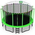 thumbnail image 1 of Jump Into Fun Trampoline 16FT with Basketball Hoop and Lights Sprinkler Enclosure, 1500LBS Weight Capacity Backyard Outdoor Trampoline for Adults and Kids, Trampoline for Gift, Family Use, 1 of 6