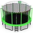 thumbnail image 1 of Jump Into Fun Trampoline 16FT with Basketball Hoop and Lights Sprinkler Socks Enclosure, 1500LBS Weight Capacity Backyard Outdoor Trampoline for Adults and Kids, Trampoline for Gift, Family Use, 1 of 7