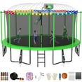thumbnail image 1 of Jump Into Fun Trampoline 16FT with Basketball Hoop and Lights Sprinkler Socks Enclosure, 1500LBS Weight Capacity Backyard Outdoor Trampoline for Adults and Kids, Trampoline for Gift, Family Use, 1 of 7