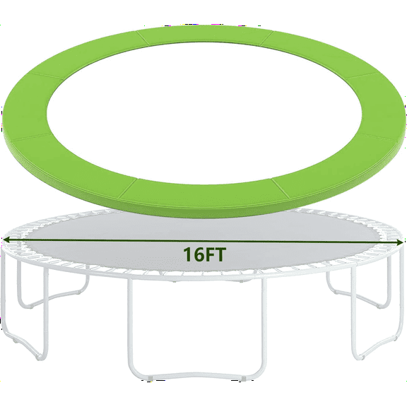 Jump Into Fun Trampoline Pad, 12ft 14ft 16ft Replacement Safety Spring Cover Pad, No Holes for Pole, Universal Waterproof Trampoline Accessories Safety Pad for Round Frame - 16FT Green