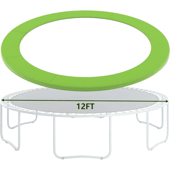 Jump Into Fun Trampoline Pad, 12ft 14ft 16ft Replacement Safety Spring Cover Pad, No Holes for Pole, Universal Waterproof Trampoline Accessories Safety Pad for Round Frame - 12FT Green