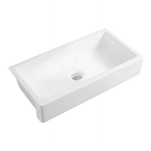 Jump Into Fun 37 Inch Farmhouse Kitchen Sink, Apron Front Kitchen Sink Single Bowl White Fireclay Porcelain Ceramic Farm Kitchen Sinks 37"L x 19"W x 8"H