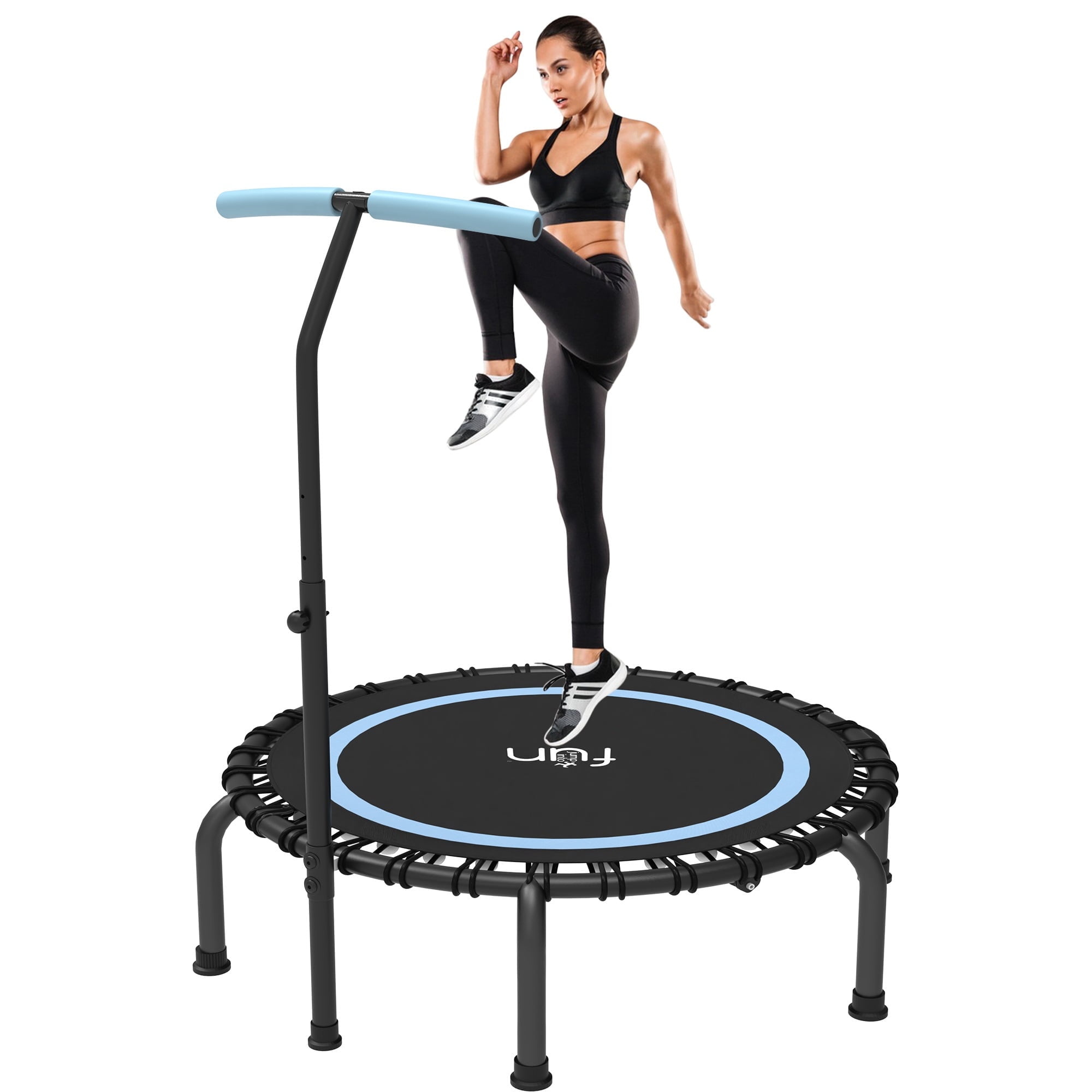 Jump Into Fun 40 48 50 Fitness Mini Trampoline for Adults Foldable Trampoline with Bungees Adjustable Foam Handle 330LBS Slient Exercise Rebounder for Indoor Garden Workout Walmart