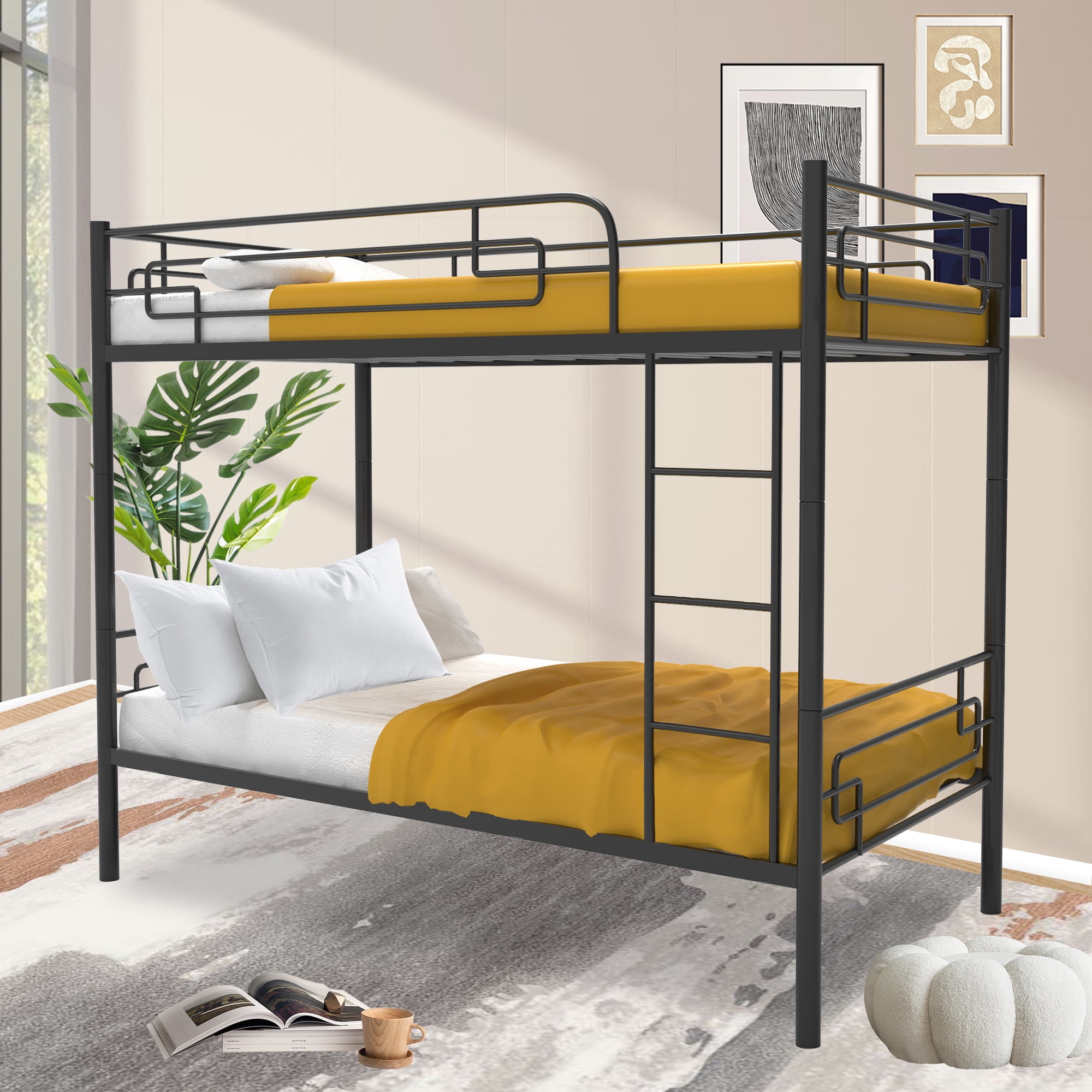 Jump Into Fun Bunk Bed Twin over Twin, Metal Twin Bunk Beds for Kids