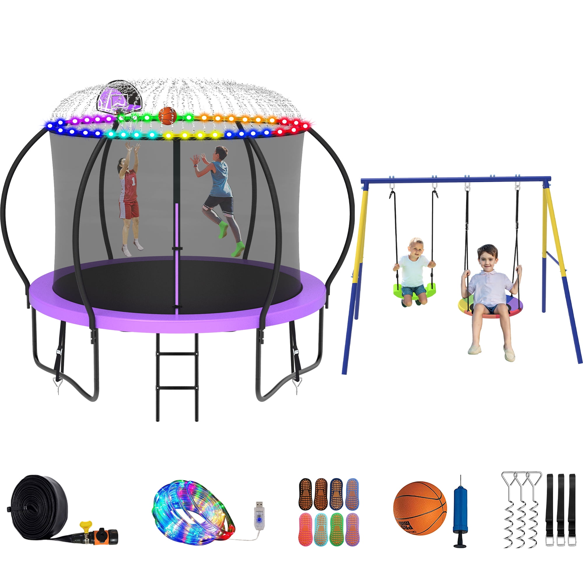 Jump Into Fun Trampoline 8 10 12 14 15 16FT, Trampoline with Enclosure ...