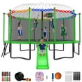 thumbnail image 1 of Jump Into Fun Trampoline 12FT 14FT 15FT 16FT, Trampoline with Slide, Enclosure, Basketball Hoop, Ladder, More Fun Gifts, 1500LBS Trampoline for 3-4 Adults/ 7-8 Kids, Outdoor Recreational Trampoline, 1 of 7