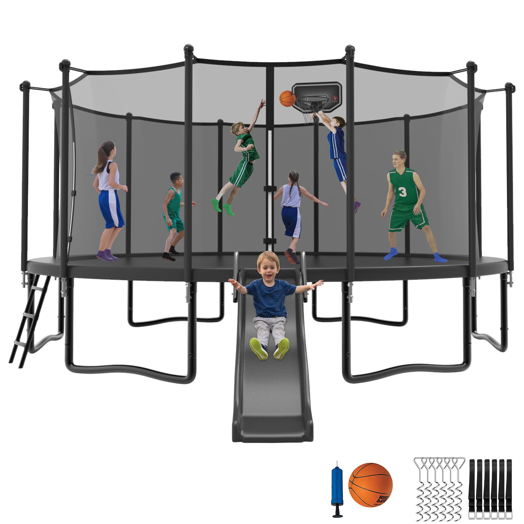 Jump Into Fun Trampoline 12FT 14FT 15FT 16FT, Trampoline with Slide