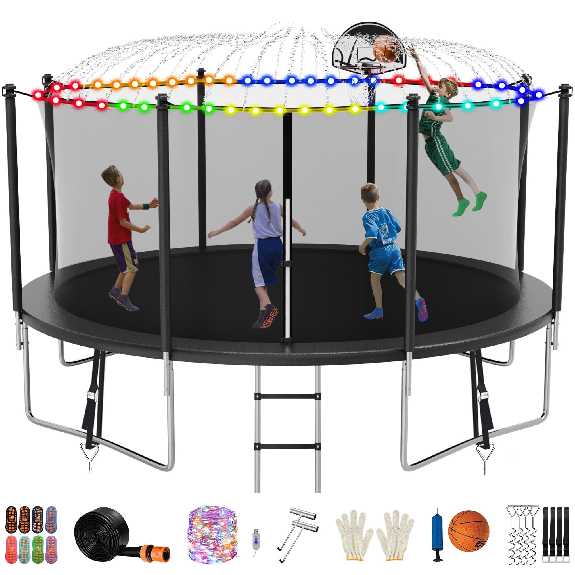 Jump Into Fun Trampoline 14FT 1400LBS for Adults/78 Kids, Outdoor
