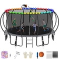 thumbnail image 1 of Jump Into Fun Trampoline, 15FT 1500LBS Trampoline for 7-8 Kids, Pumpkin Trampolines with Enclosure, LED Light, Basketball Hoop,Outdoor Galvanized Anti-Rust Coating Recreational Trampoline for Gifts, 1 of 7