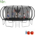 thumbnail image 1 of Jump Into Fun Trampoline 16FT 1500LBS, Trampoline for Adults/ 10 Kids, Trampoline with Enclosure, Basketball Hoop, 2 Balls, Outdoor Pumpkin Trampoline for Gifts, 1 of 8