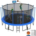 thumbnail image 1 of Jump Into Fun Trampoline 8 10 12 14 15 16FT, 1500LBS Trampoline for Kids Adults, Trampolines with Enclosure, Basketball Hoop, Wind Stakes, Galvanized Anti-Rust Coating, Outdoor Backyard Trampoline, 1 of 8
