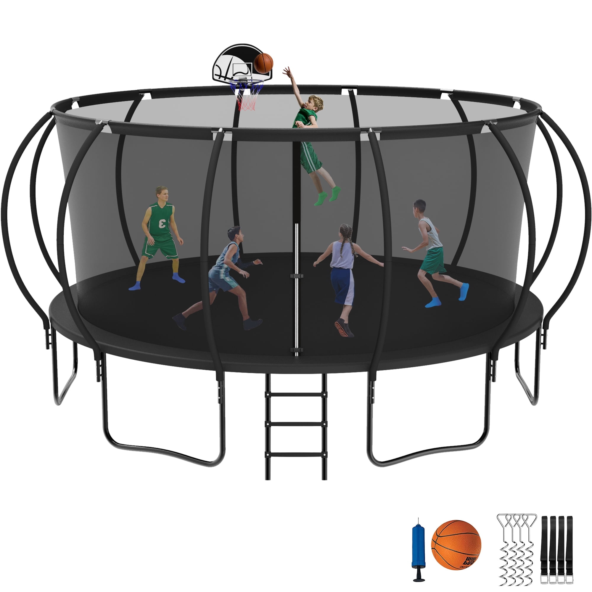 Jump Into Fun Trampoline with Enclosure, 16FT 1500LBS Trampoline for