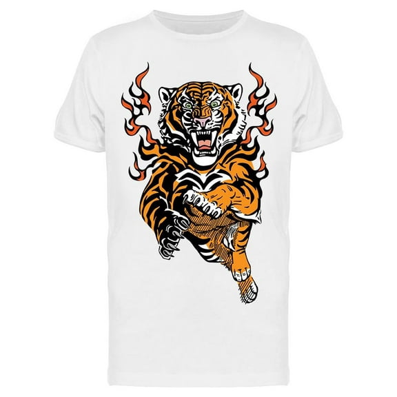 Jump Of Roaring Tiger T-Shirt Men -Image by Shutterstock, Male Medium